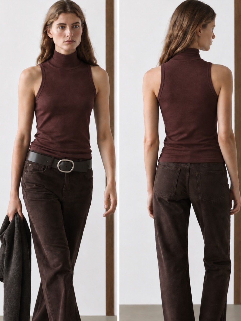Massimo Dutti NWT high neck cotton tank Large 6861/803